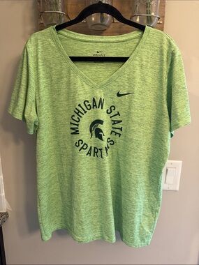 Nike Lime Green Heather Michigan State Spartans V-Neck Tee
